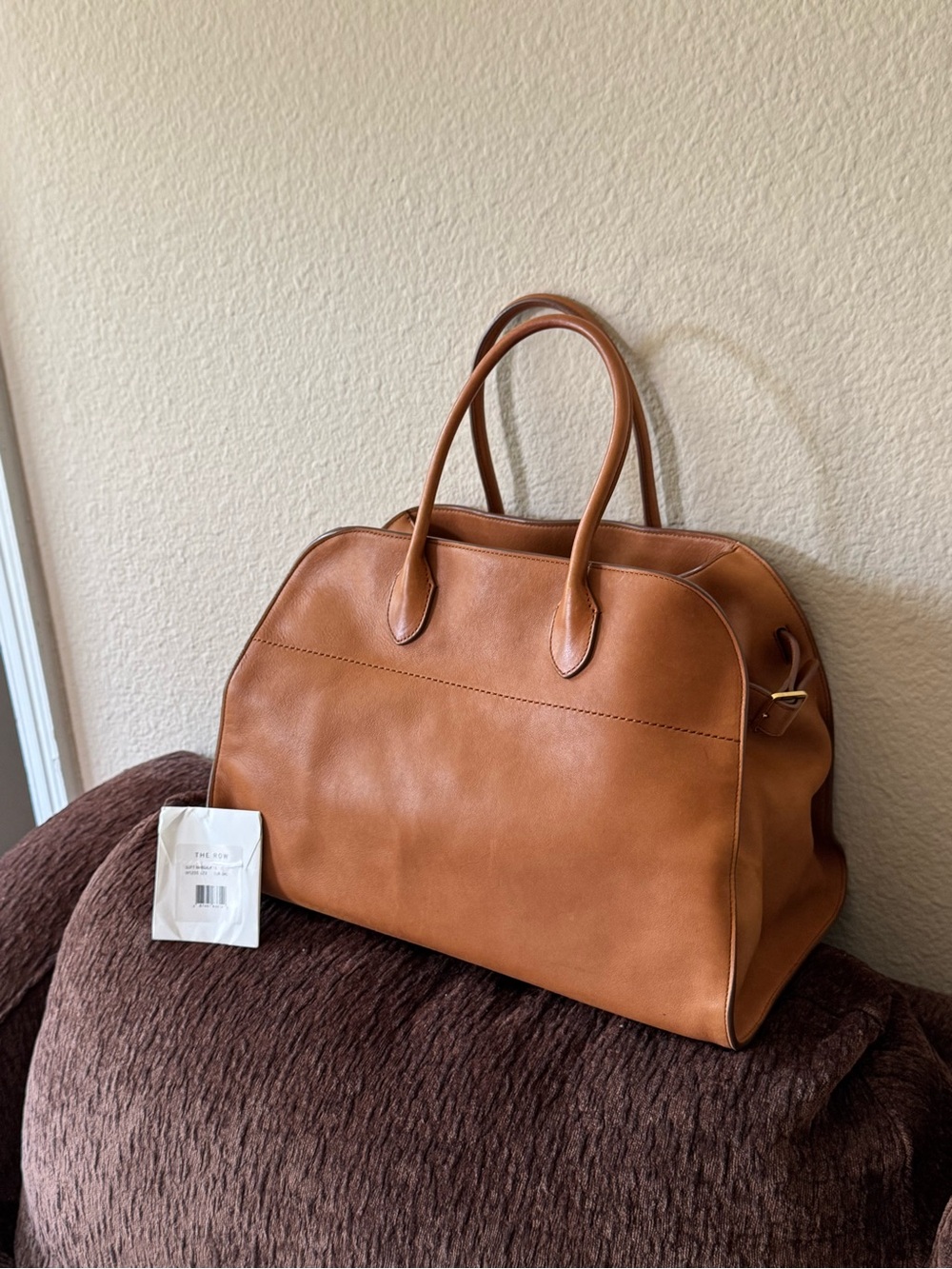 The Row Soft Margaux 15 Bag Saddle Leather Brown with tag Authentic